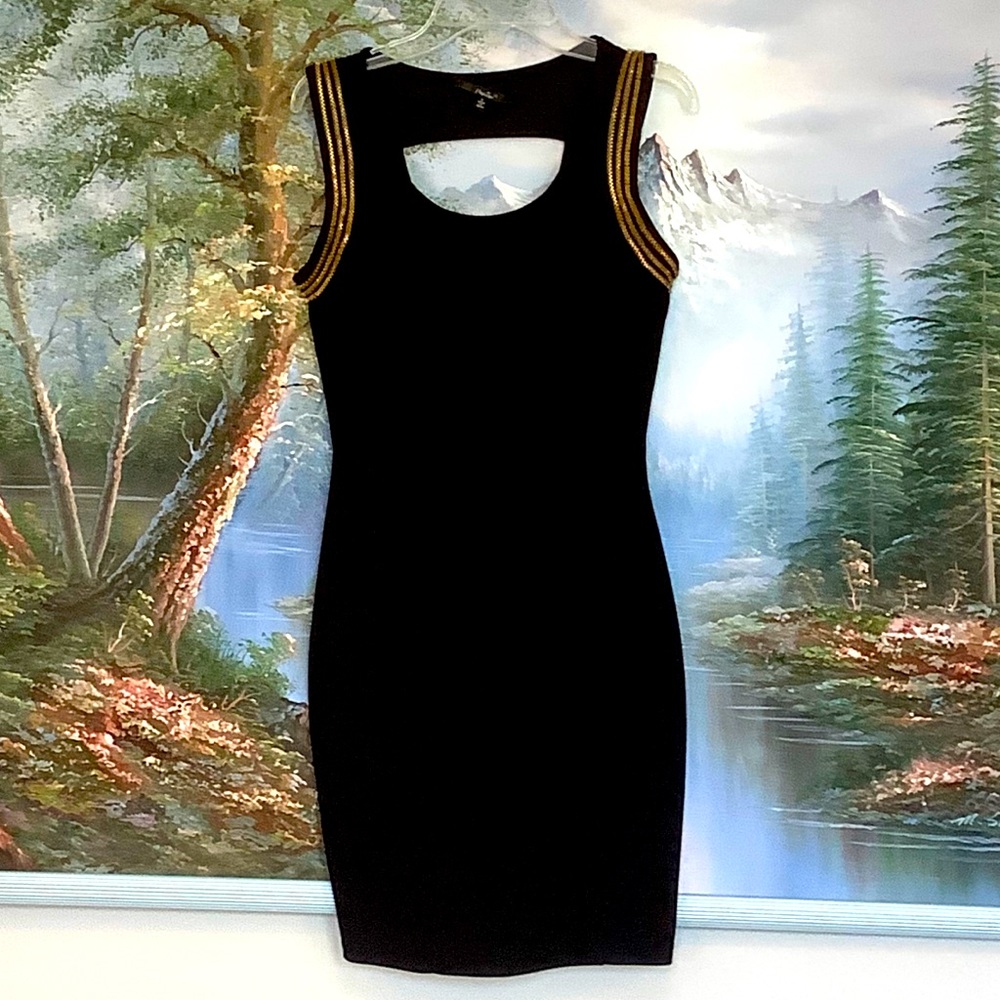 Black and Gold Beaded Pencil Dress